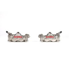 Paire étriers BREMBO UPGRADE GP4RX (usinés CNC nickelé) - 100mm (avec plaquettes)