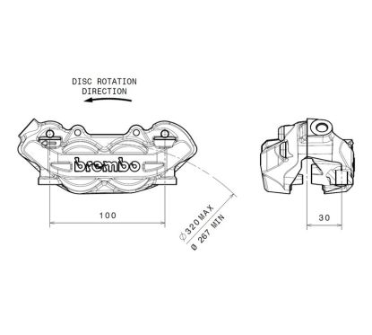 Étrier de frein avant gauche BREMBO P4 noir Ø32 mm