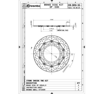 Paire de disques de frein BREMBO UPGRADE - SUPERSPORT - 208B85959