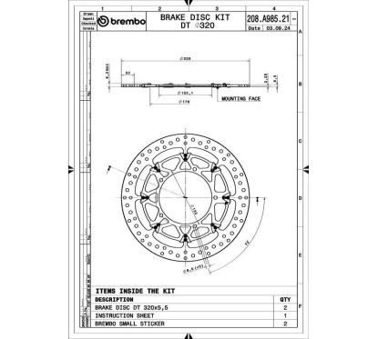 Paire de disques de frein BREMBO UPGRADE - T-DRIVE - 208A98521