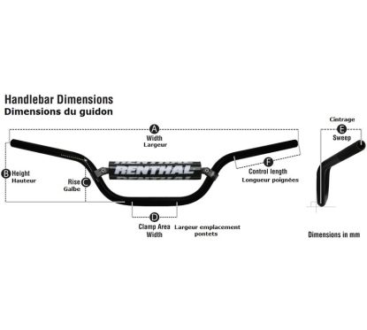 Guidon RENTHAL Twinwall 996 Villopoto/Stewart/Honda CRF