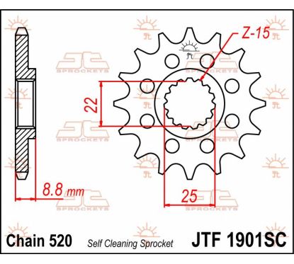 Pignon MX léger autonettoyant