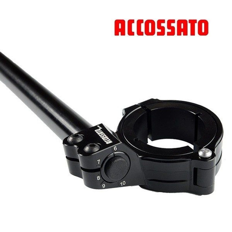 Demi guidon Charnière ACCOSSATO Noir - Réglable 6° à 10°- Ø48 à Ø55