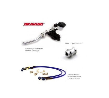 Kit Handbrake Universel - Pion Alu + 2 Durites + Maitre cylindre Braking PR13