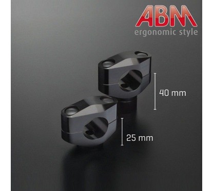 Pontets ABM Booster 28,6mm - Rehausse 40mm - NOIR