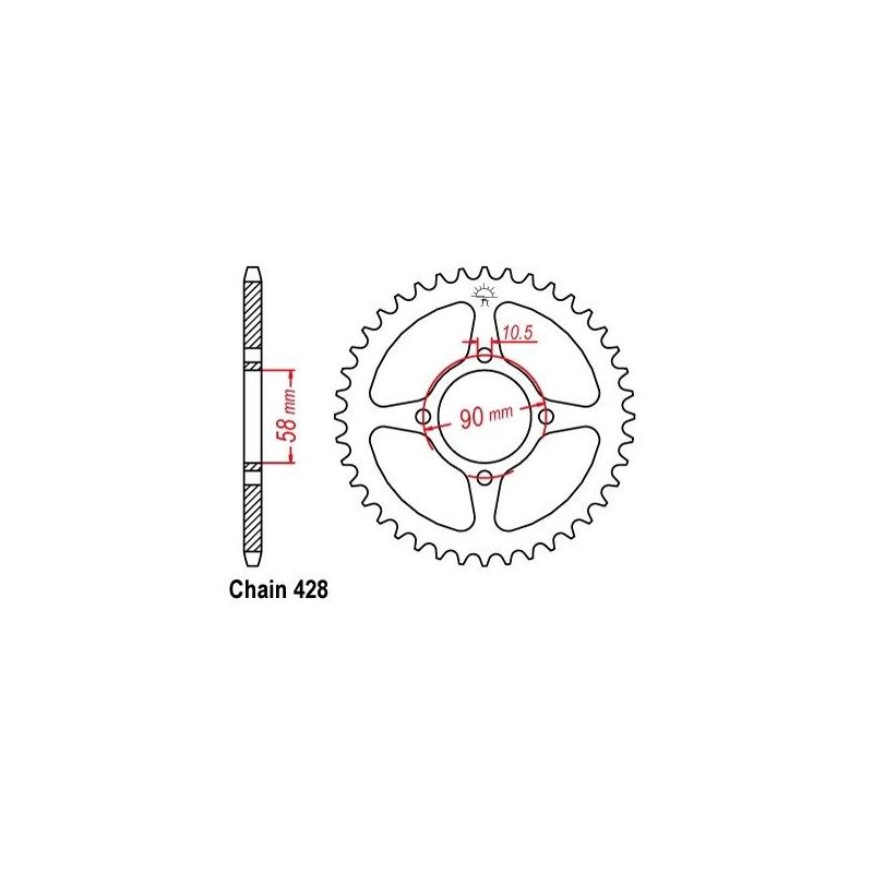 Couronne Acier - HONDA - CBR125 11-16 - 45 dents