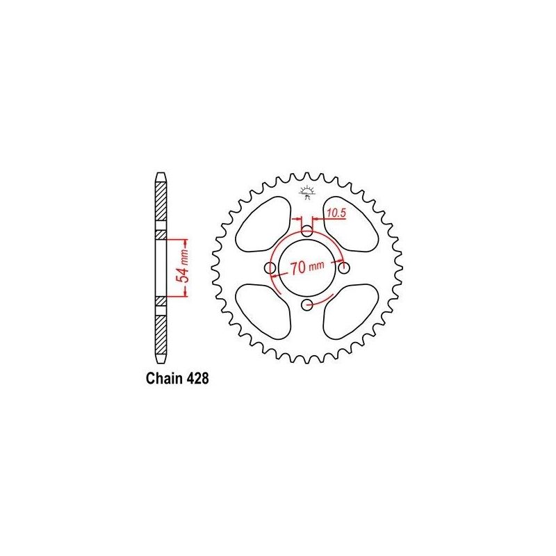 Couronne Acier - HONDA - CBR125 04-10 - 44 dents