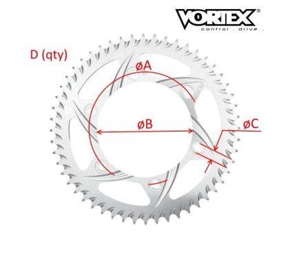 Couronne VORTEX pour jante Kosman - Mitchell - RC Component - Bleu - Dim : 76.2x63.5x11.1x8 - Pas de 530 (ref:801)