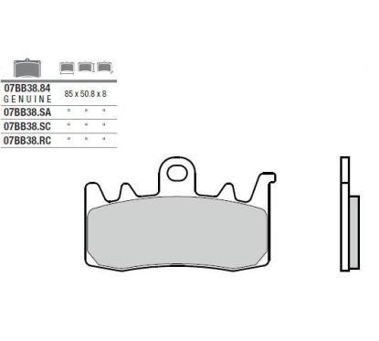 Plaquettes de frein BREMBO - 07BB38 SA - Métal fritté