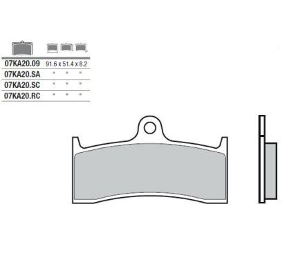 Plaquettes de frein BREMBO - 07KA20 SA - Métal fritté