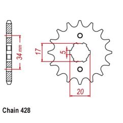 Pignon FE - Honda CBR125R-4-5-6-7-8-9-AJC34/39 04-10 - Pas 428