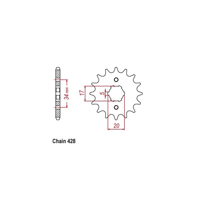Pignon 13 Dents - Honda CBR125R-4-5-6-7-8-9-AJC34/39 04-10 - Pas 428