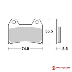 Plaquette de frein DISCACCIATI pour étrier 108mm radial 2 plaquettes - MÉTAL FRITTÉ