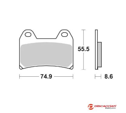 Plaquette de frein DISCACCIATI pour étrier 108mm radial 2 plaquettes - MÉTAL FRITTÉ