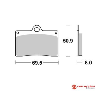 Plaquette de frein DISCACCIATI pour étrier 40mm/82mm/Custom/Triumph axial/radial 4 pistons - MÉTAL FRITTÉ