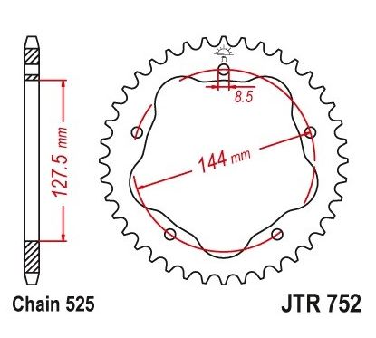 Couronne JT SPROCKETS 43 dents acier standard pas 525 type 752