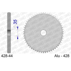 Couronne AFAM 44 dents alu ultra-light anodisé dur pas 428 type 428