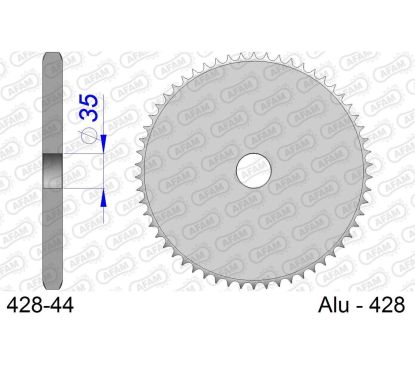 Couronne AFAM 44 dents alu ultra-light anodisé dur pas 428 type 428