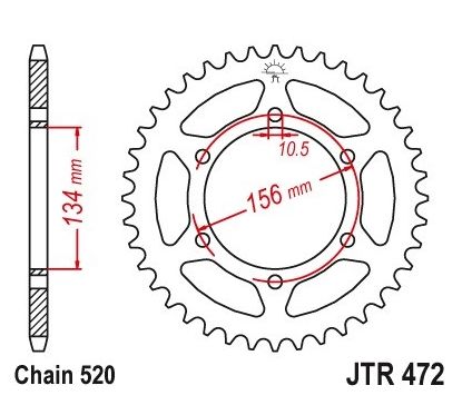 Couronne JT SPROCKETS 48 dents acier standard pas 520 type 472