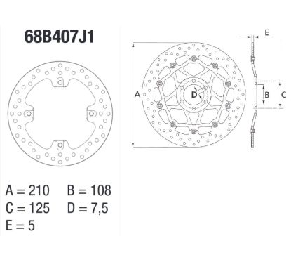 Disque de frein arrière Brembo Série ORO rond fixe MV Agusta F4R/Brutale 1078