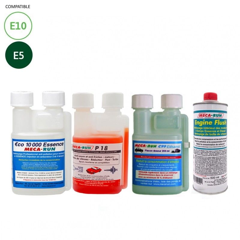 MECARUN - PACK 1er ETHANOL - C99ETH 250ml + ECO10000E 250ml + P18 250ml + Engine Flush 500ml