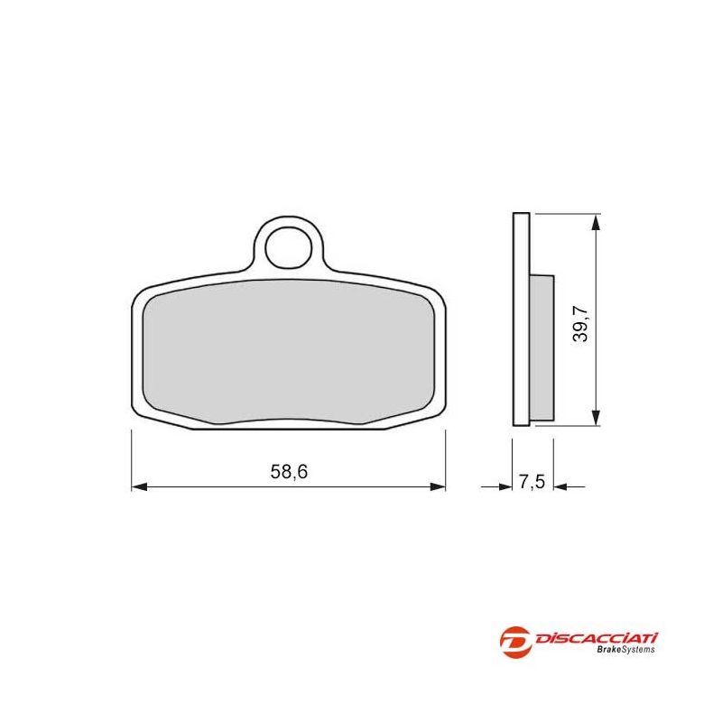 Plaquette de frein DISCACCIATI pour étrier 4 pistons 76mm - MÉTAL FRITTÉ