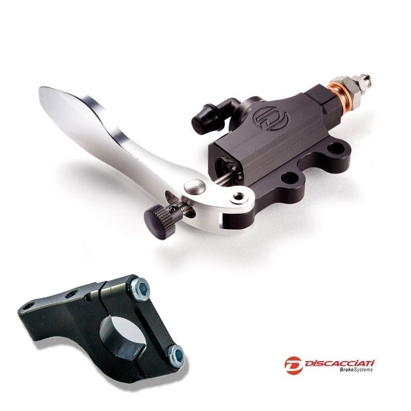 Pack DISCACCIATI Maître Cylindre ø13mm au pouce ARGENT + Support au guidon ø25.4mm ( pour HARLEY )