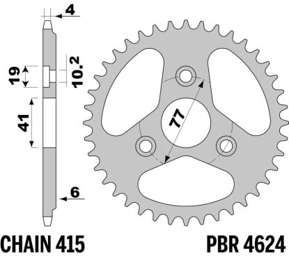 Kit chaîne AFAM 415 F - 10/40-102 - Couronne alu standard