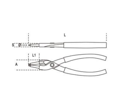 Pince pour circlips intérieurs à becs droits BETA taille 180