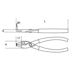 Pince pour circlips intérieurs à becs coudés à 90° BETA taille 170