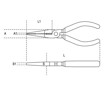 Pince à becs plats longs striés BETA taille 200 branches gainées confort bi-matières