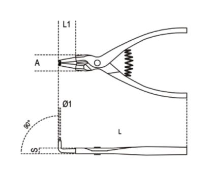 Pince pour circlips extérieurs à becs coudés à 90° BETA taille 175