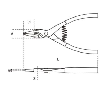 Pince pour circlips extérieurs à becs droits BETA taille 175
