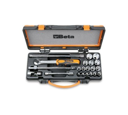 Coffret avec plateau thermoformé rigide BETA 1 cliquet avec 16 douilles 6 pans 3/8'' + 5 accessoires