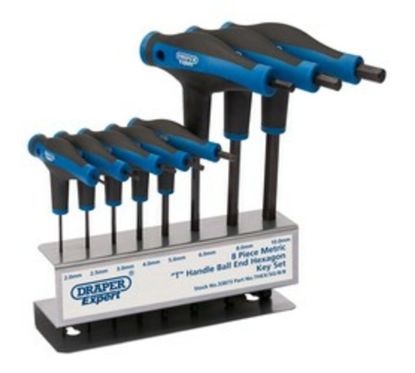 Jeu de 8 clés DRAPER mâles 6 pans emmanchées