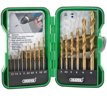 Boîte de 15 forets DRAPER HSS titane 1 à 10mm