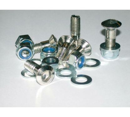 Kit de 6 vis de couronne BIHR avec écrous + rondelles de couronne têtes fraisées M8x1,00x30mm argent