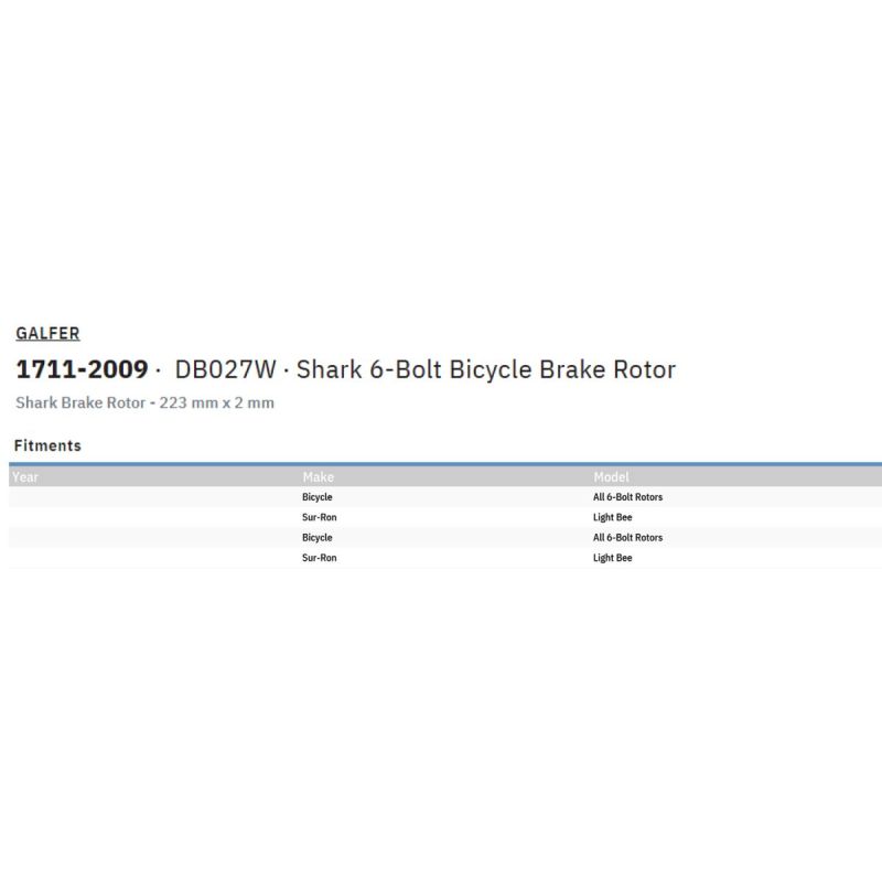 Disque de frein de vélo Shark à 6 boulons