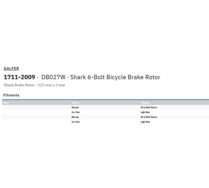 Disque de frein de vélo Shark à 6 boulons