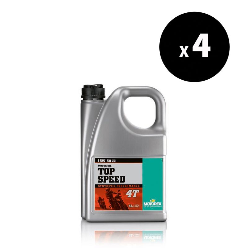 Huile moteur MOTOREX Top Speed 4T - 15W50 JASO MA2 - 4L (x4)