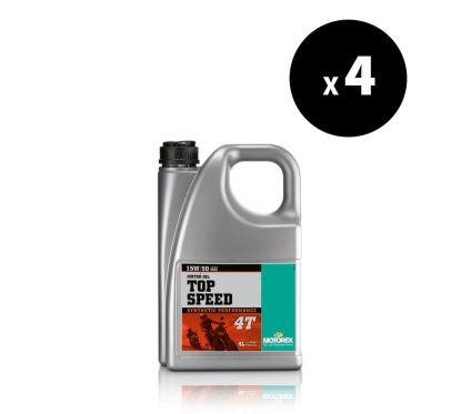 Huile moteur MOTOREX Top Speed 4T - 15W50 JASO MA2 - 4L (x4)