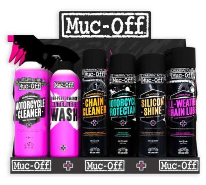 Présentoir mural MUC-OFF Pack de démarrage - Clean, Protect, Lube
