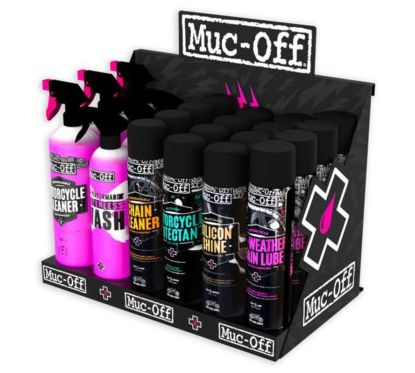 Présentoir mural MUC-OFF Pack de démarrage - Clean, Protect, Lube
