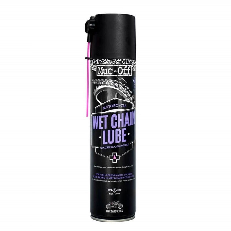 Lubrifiant chaîne MUC-OFF Wet Chain Lube - spray 400ml (x12)