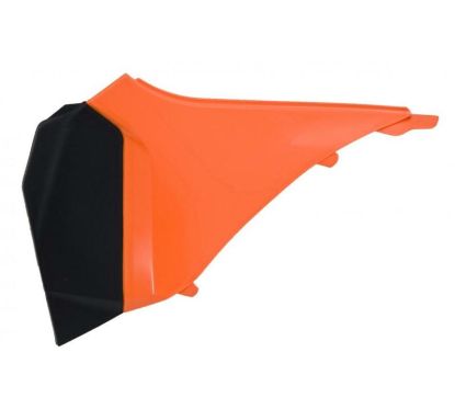Cache boîte à air gauche RACETECH orange/noir KTM