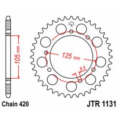 Kit chaîne JT/JT 420HDR 11/52 (ratio OEM) renforcé - couronne acier standard