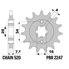 Pignon PBR acier standard - 520