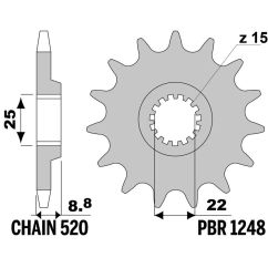 Pignon PBR acier standard - 520