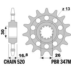 Pignon PBR acier standard - 520