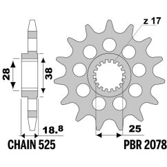 Pignon PBR acier standard - 525